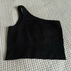One shoulder ribbed crop tops